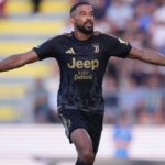 Selebrasi Gleison Bremer usai mencetak gol di laga Frosinone vs Juventus,